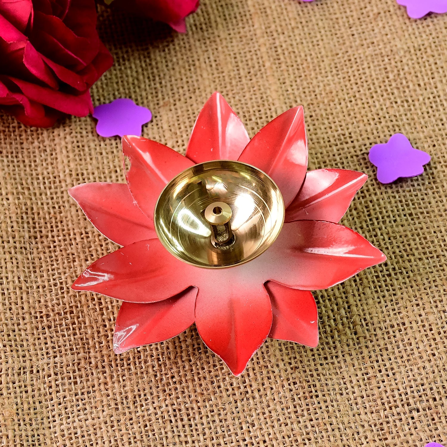 Lotus Shaped Brass Oil Diya Lotus Shaped Brass Oil Diya